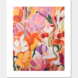 Colorful Boho Floral Painting Posters and Art